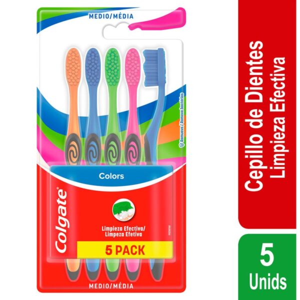 Cepillo de Dientes Medio Colgate Colors x5 Unidades