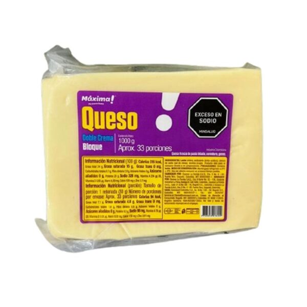 Queso doble crema Máxima bloque x1000g