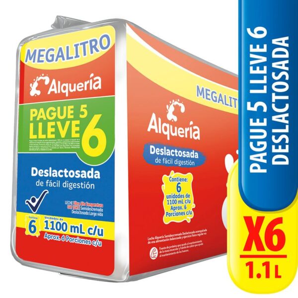 Leche deslactosada Alquería pague 5 lleve 6 x1.1L c-u