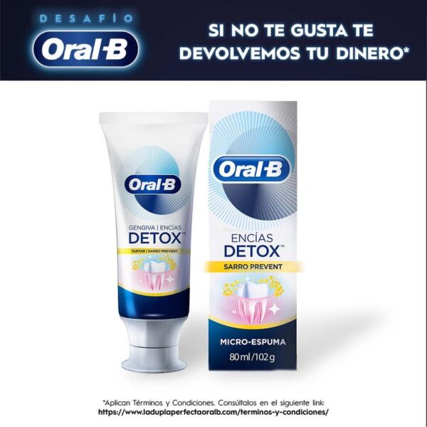 Crema de Dientes Oral-B Encías Detox Sarro Prevent Microespuma con Flúor 80 ml