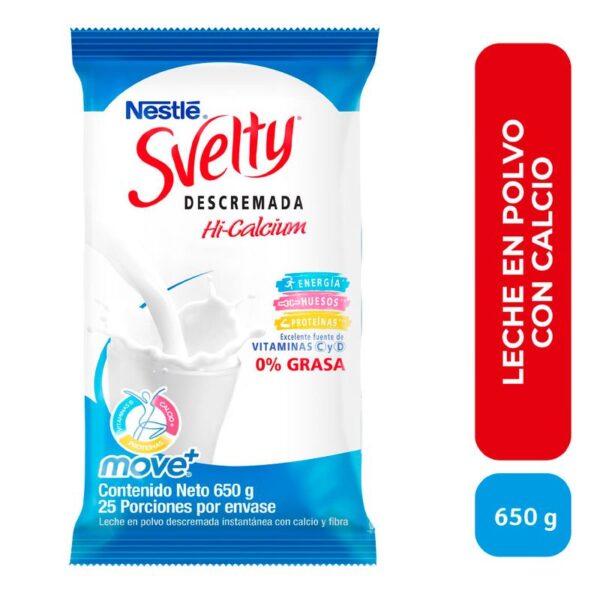 Leche en polvo Svelty descremada bolsa x650g