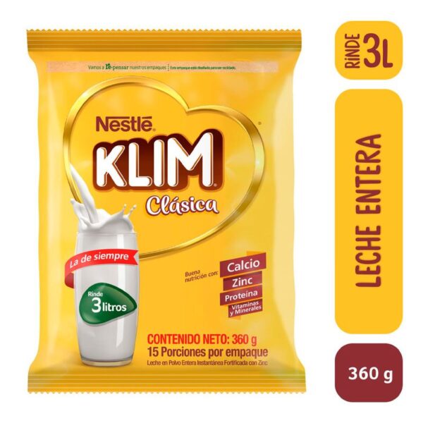 Leche en polvo Klim Clásica bolsa x360g