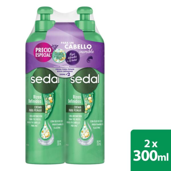 Crema para Peinar Sedal Rizos Definidos 2X300Ml