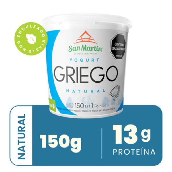 Yogurt griego San Martin natural con stevia x150g