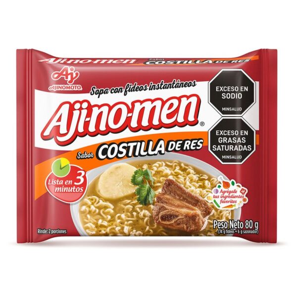 Sopa Ajinomen instantánea fideos costilla res x80g