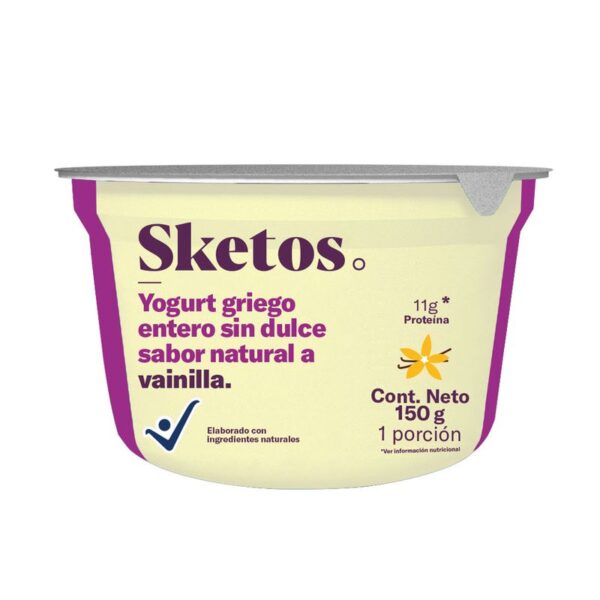 Yogurt Griego Sketos Entero Sabor Vainilla 150 Grs