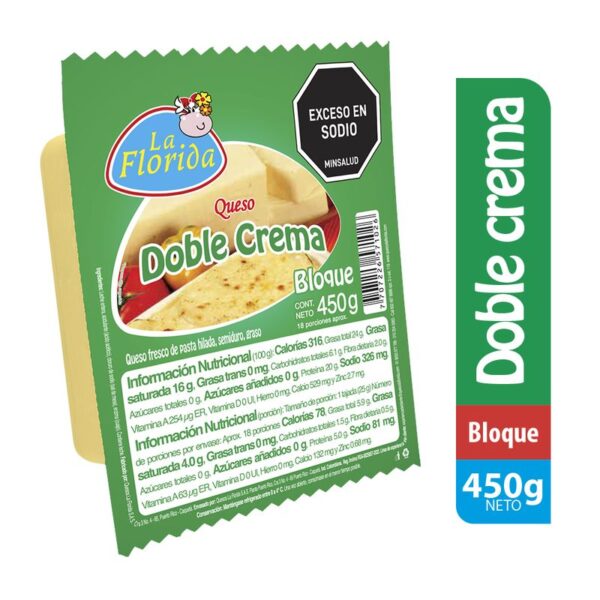 Queso doble crema La Florida bloque x450g