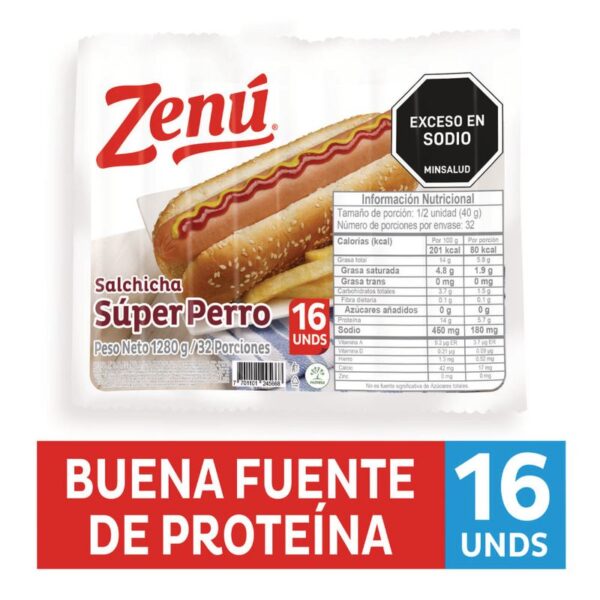 Salchicha Zenú súper perro x16und x1280g