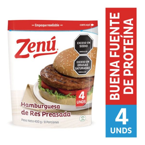 Hamburguesa res Zenú preasada x400g