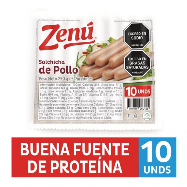 Salchicha de pollo Zenú x250g