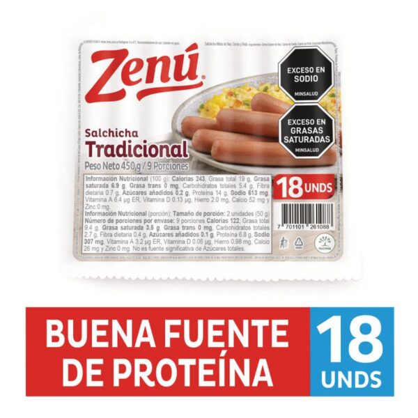 Salchicha Zenú tradicional x18und x450g