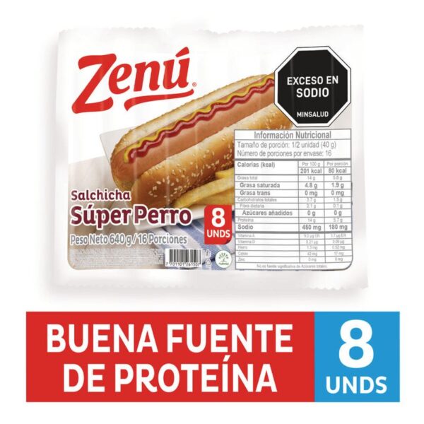 Salchicha Zenú perro caliente x8und x640g