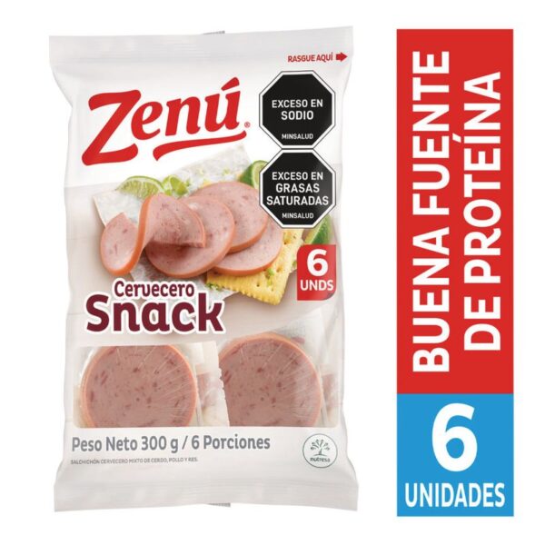 Salchichón cervecero Zenú snack x6und x300g