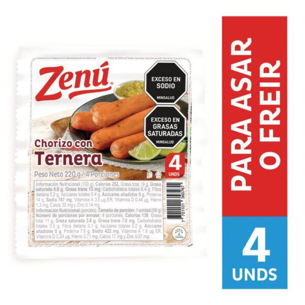 Chorizo Zenú ternera x4und x220g