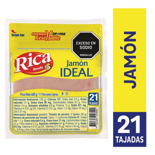 Jamón Ideal Rica 21 tajadas x400g