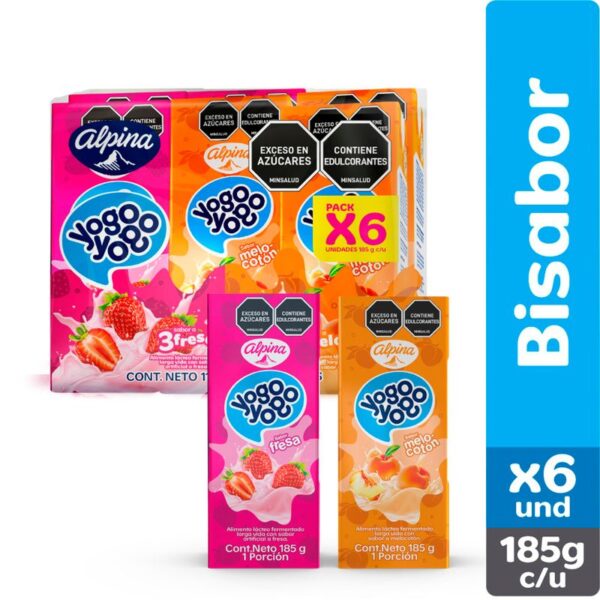 Alimento lácteo Yogo Yogo surtido caja x6und x185ml c-u