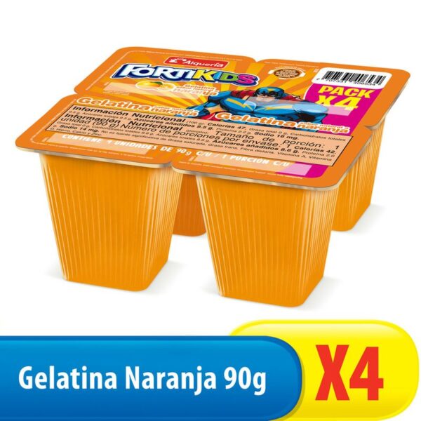 Gelatina Alquería Fortikids Naranja x4 Und x90 grs