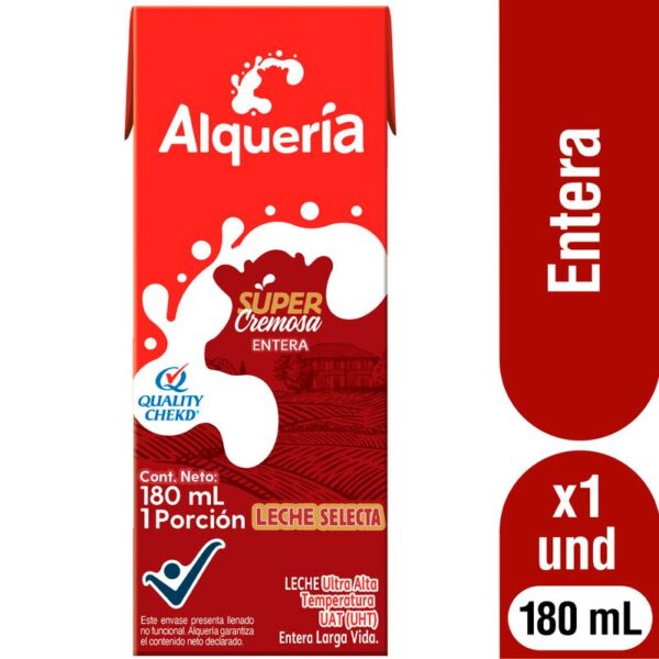 Leche Alquería Entera Super Cremosa Tetrapak x180 ml