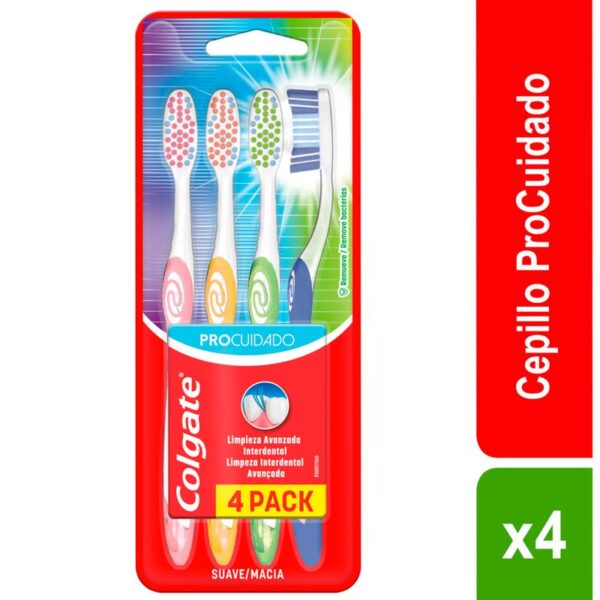 Cepillo de Dientes Suave Colgate Pro Cuidado x4 Und