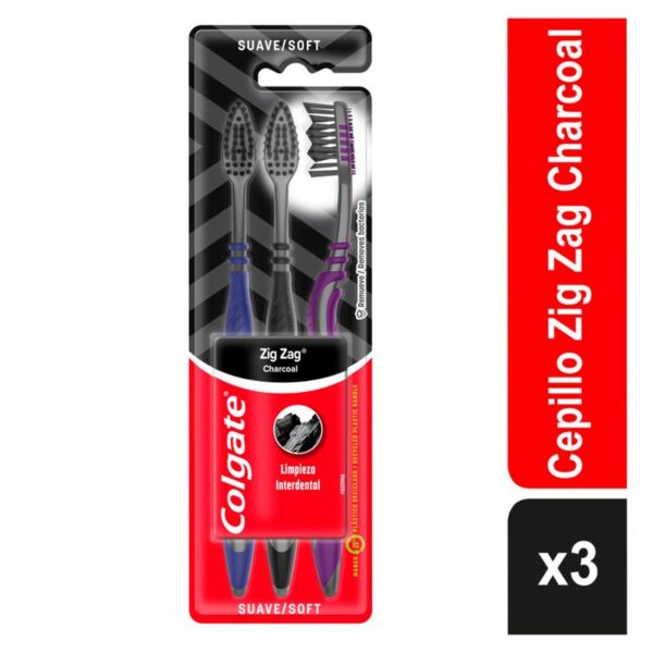 Cepillo de Dientes Colgate Zig Zag Carbon Suave x3 Und