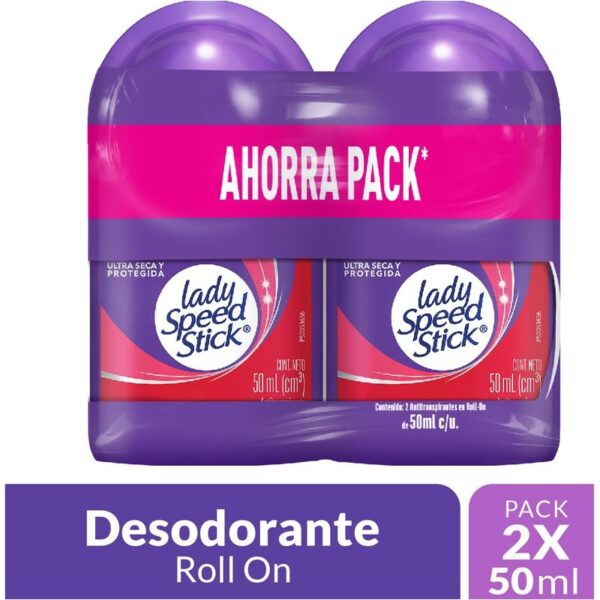 Desodorante Mujer Lady Speed Stick Roll On Floral Fresh 48H 50 ml x2 Und