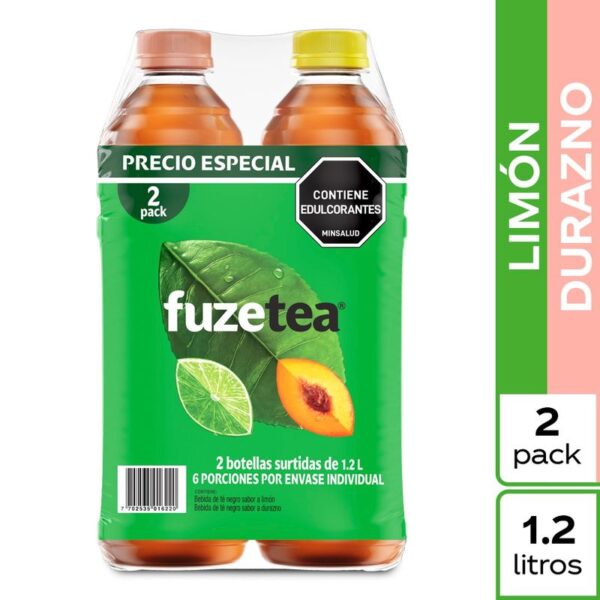 Té negro fuze tea limón + durazno 1 2 lt