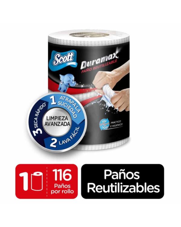 Toalla De Papel Reutilizable Scott Duramax 1 Rollo X116 Hojas