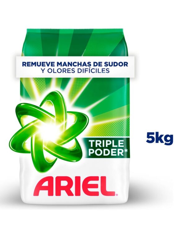 Detergente Ariel Triple Poder Para Ropa Blanca Y De Color 5 Kg