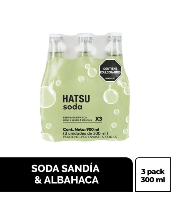 Soda Hatsu Sandía & Albahaca 300 Ml X3 Unds