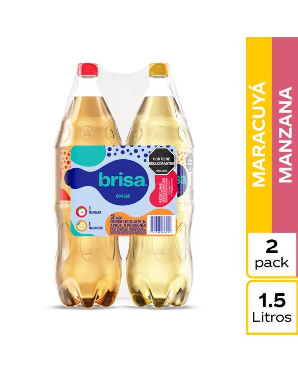 Agua Saborizada Brisa Con Gas Manzana 1,5 Lt + Maracuyá 1,5 Lt