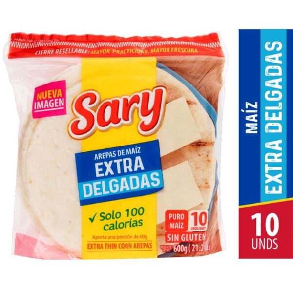 Arepas de maíz Sary extradelgadas x10und x600g