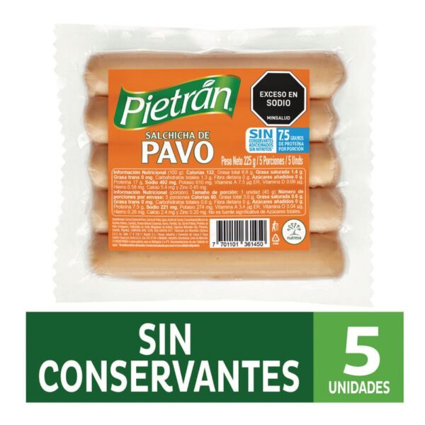 Salchicha Pietran pavo x5und x225g