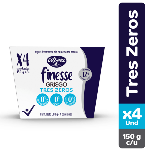 Yogurt Griego Triple Zero Finesse x4 Und 150 grs