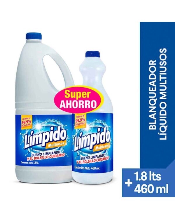 Blanqueador Limpido Multiusos 1800 Ml + Blanqueador 460 Ml