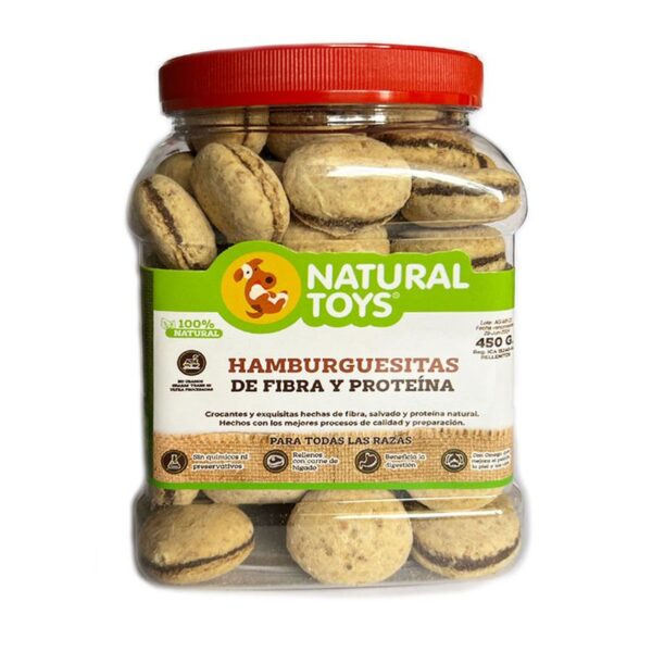 Snack Para Perro Natural Toys Hamburguesitas Fibra + Proteína x450g