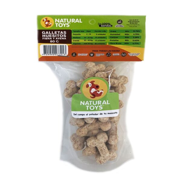 Snack Para Perro Natural Toys Galletas De Avena Fibra x80g