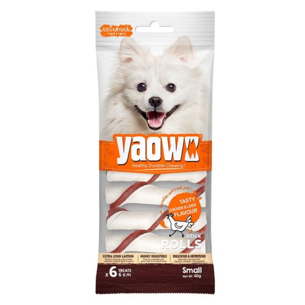 Snack para perro Stick rolls todas las etapas pollo x60g/6unid. Yaowo