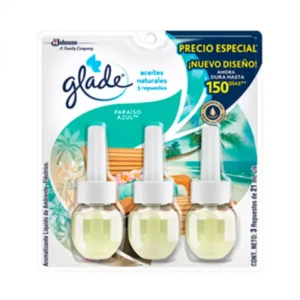 Ambientador Aceite Paraiso Azul Repuesto X3u X21ml  Glade
