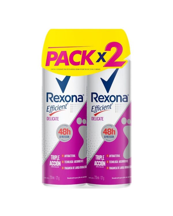 Talco Rexona Efficient Delicate Aerosol 210 Ml X2 Unds