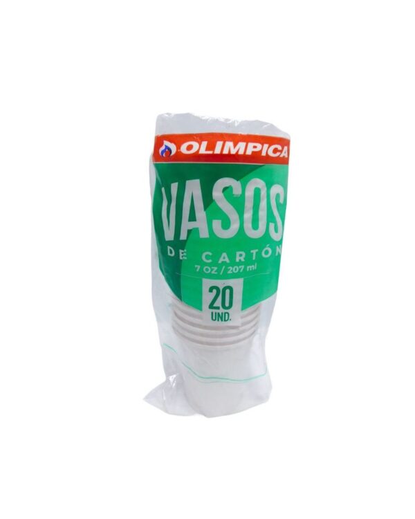 Vaso De Cartón Olimpica Desechable 207 Ml X20 Unds