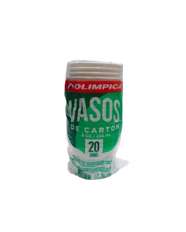 Vaso De Cartón Olimpica Desechable 236 Ml X20 Unds