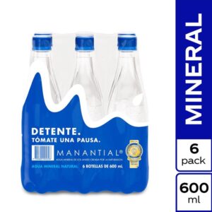 Agua Sin Gas 600 Ml X6 Unds  Manantial