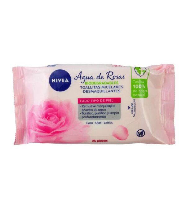 TOALLA DESMAQ NIVEA AGUA ROSAS X25un