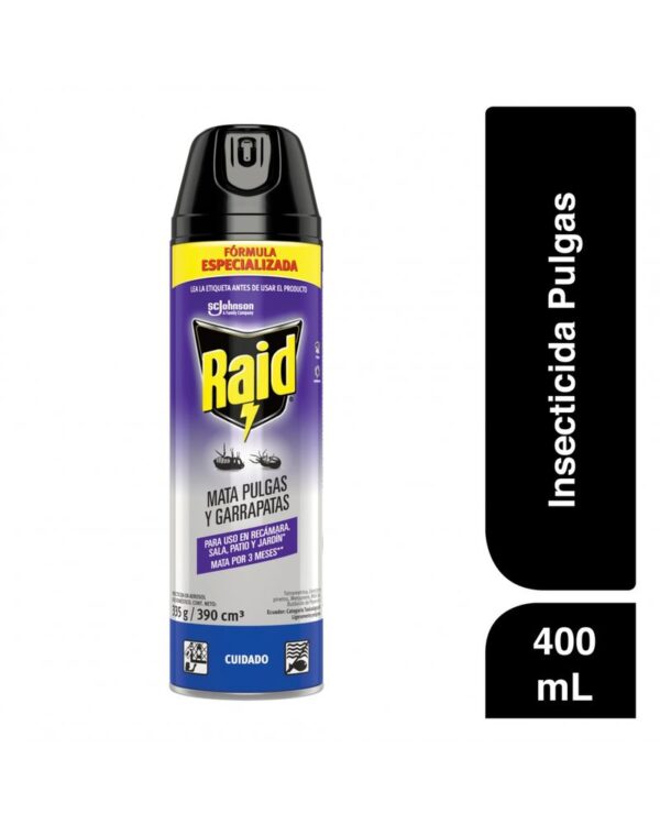 Insecticida Raid Aerosol Mata Pulgas Y Garapatas 390ml