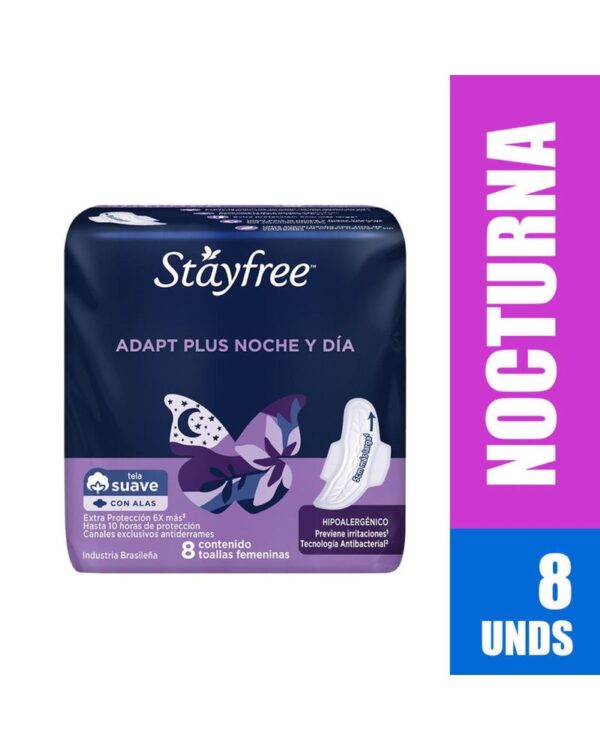 Toalla Higiénica STAYFREE Adapt Plus Noche Y Día X 8 Unds