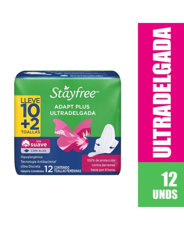 Toalla Higiénica STAYFREE Adapt Plus Ultradelgada X 12 Unds