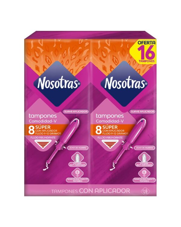 Tampón Nosotras Aplicador Súper X8 Unds X2 Paquetes