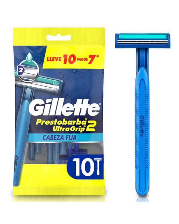 Máquina De Afeitar Gillette Prestobarba Ultragrip2 Con Cabeza Fija X10 Unds