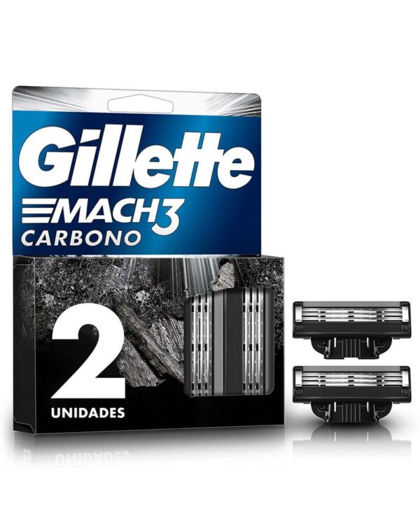 Cuchilla De Afeitar Gillette Mach 3 Carbono Repuestos X2 Unds