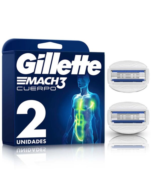 Cuchilla De Afeitar Gillette Mach 3 Cuerpo Repuestos X2 Unds